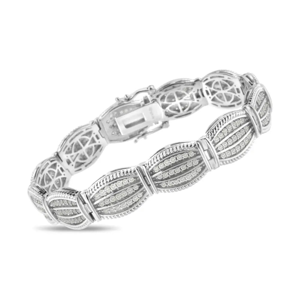 Art Deco 3.0 Cttw Diamond Three Row Tennis Bracelet in Sterling Silver