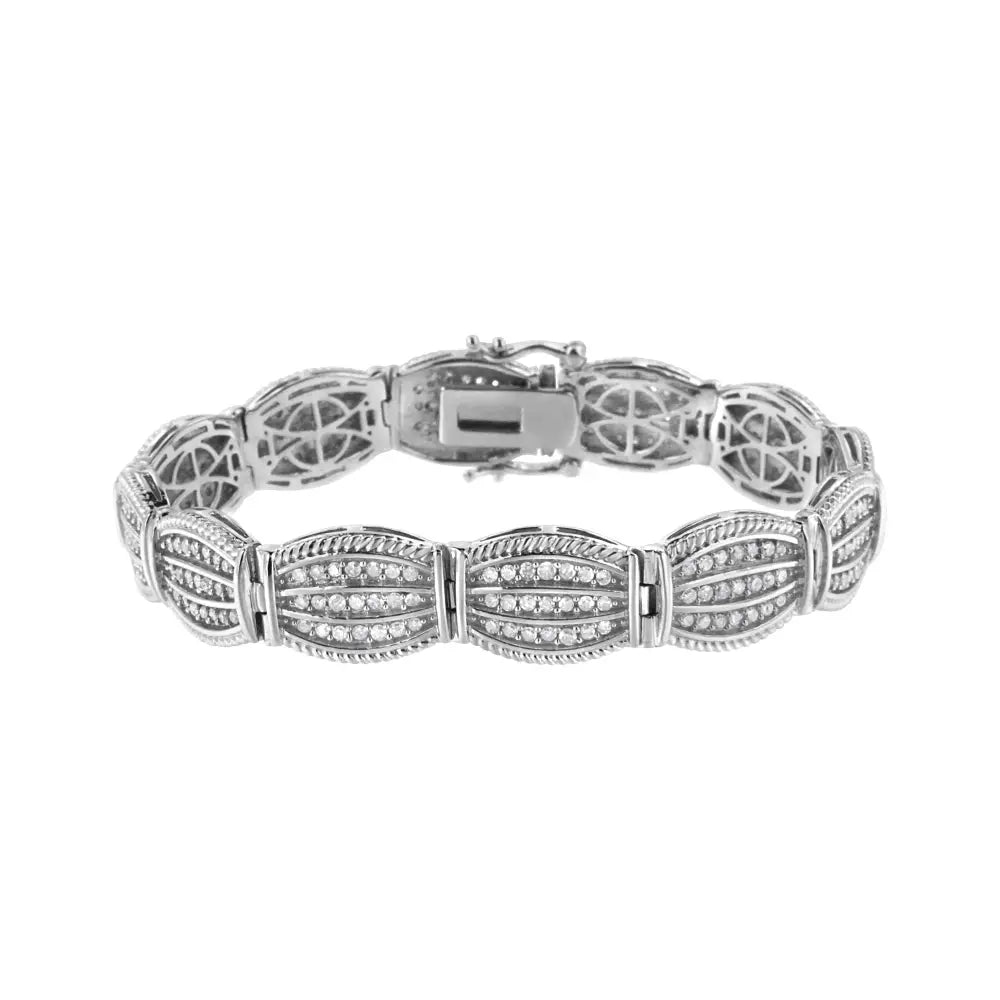 Art Deco 3.0 Cttw Diamond Three Row Tennis Bracelet in Sterling Silver