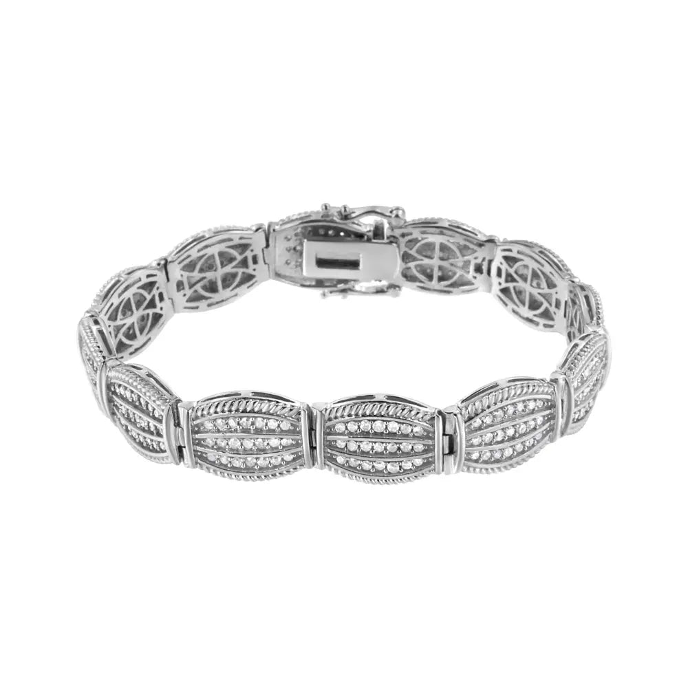 Art Deco 3.0 Cttw Diamond Three Row Tennis Bracelet in Sterling Silver
