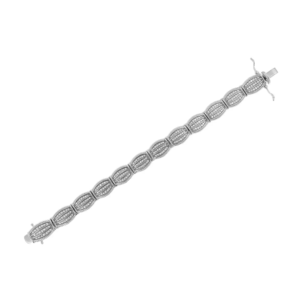 Art Deco 3.0 Cttw Diamond Three Row Tennis Bracelet in Sterling Silver