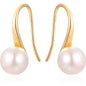 925 Sterling Silver 7.5-8mm White Freshwater Cultured Pearl Dangle Drop Earrings