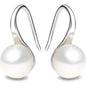 925 Sterling Silver 7.5-8mm White Freshwater Cultured Pearl Dangle Drop Earrings