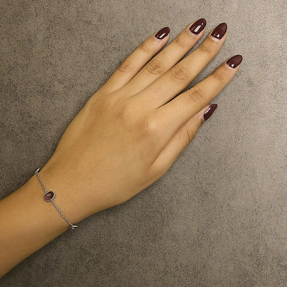 Purple Amethyst 5 Station Checkerboard Bolo Bracelet in Sterling Silver