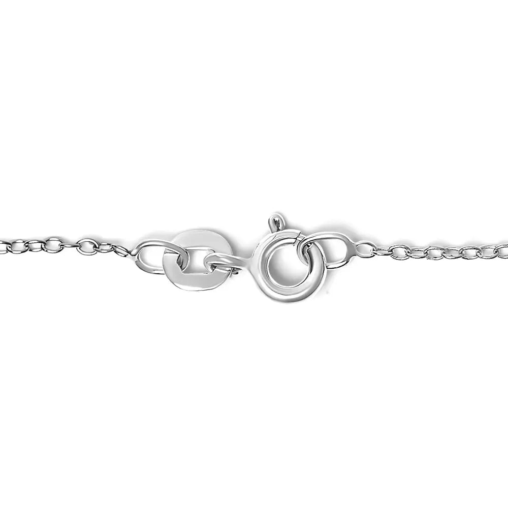 Diamond Accent MOM Charm Bracelet in Rhodium Plated Sterling Silver 7