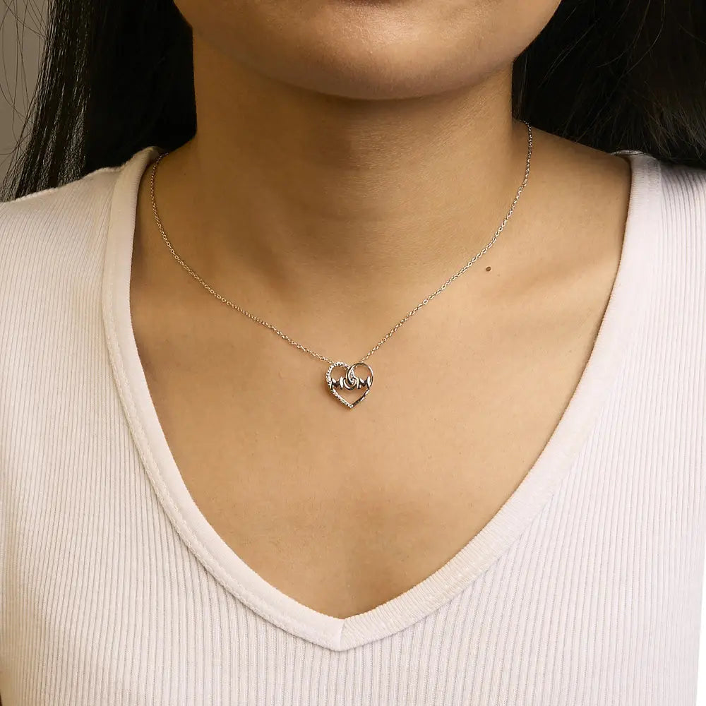 Diamond Accent MOM Heart Pendant in Sterling Silver 18 Inch Rope Chain