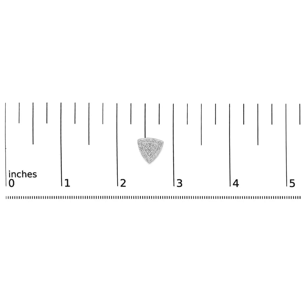 Diamond Trillion Halo Stud Earrings in Rhodium Plated Sterling Silver