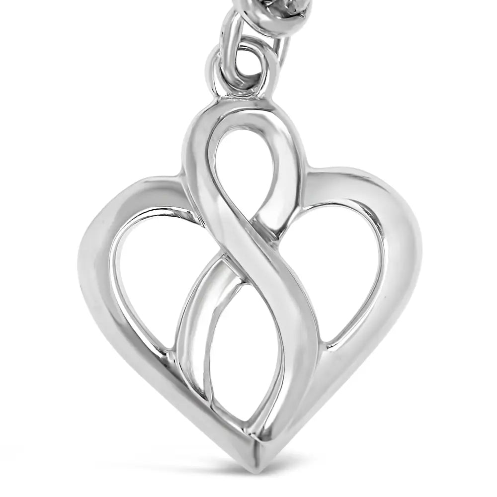 Open Heart and Infinity Charm Bracelet in Sterling Silver 7 Inches