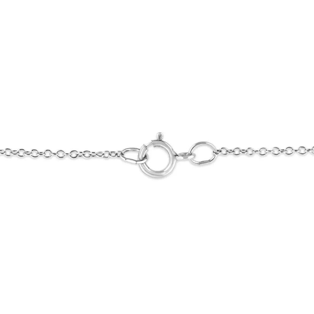 Diamond Heart Circle Pendant Necklace in Sterling Silver 1/30 Cttw