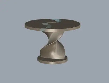 Round Epoxy Resin Table with Wooden Vortex Base Made of Walnut