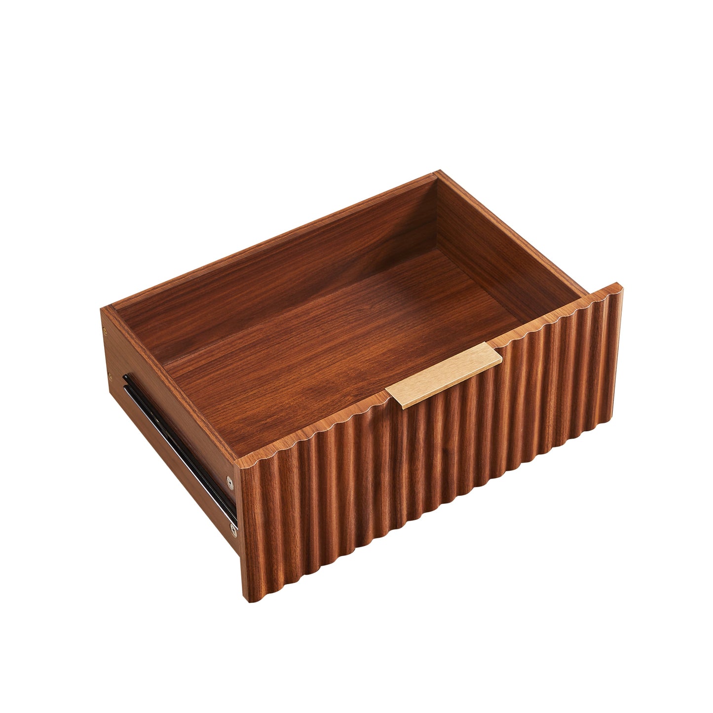 3-Drawer Nightstand Set of 2, 23.6 in Wide, Curved Wave Design, Walnut