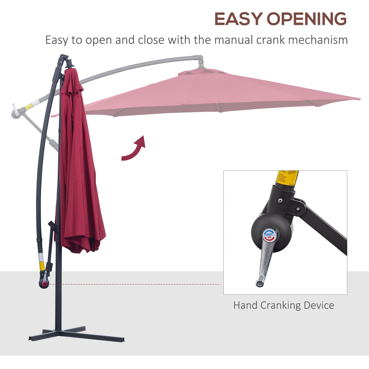 10ft Cantilever Offset Patio Umbrella Red Steel