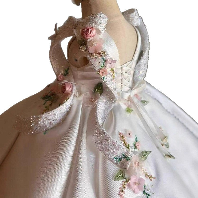Retro Sweet Floral Birthday Dress Princess Gown