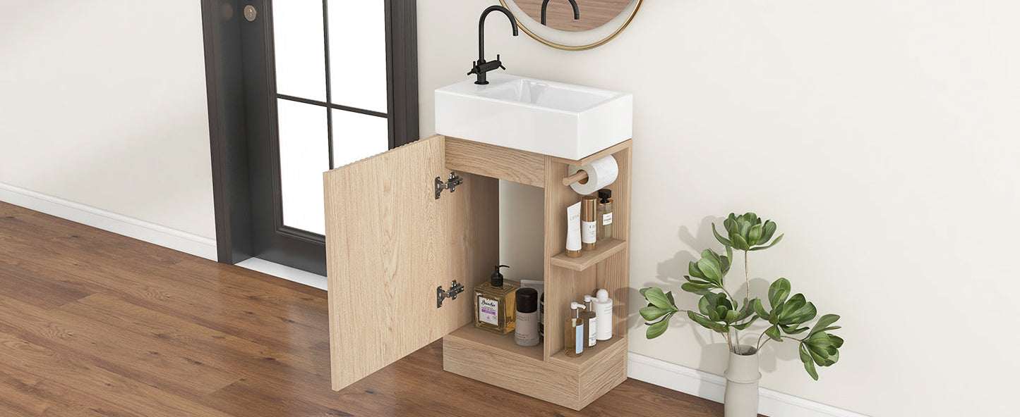 18.6' Bathroom Vanity with Sink, Bathroom Vanity Cabinet with Two-tier Shelf,...