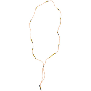 Mixed Metal Beads & Silk Cord Pink Necklace/Bracelet Wrap