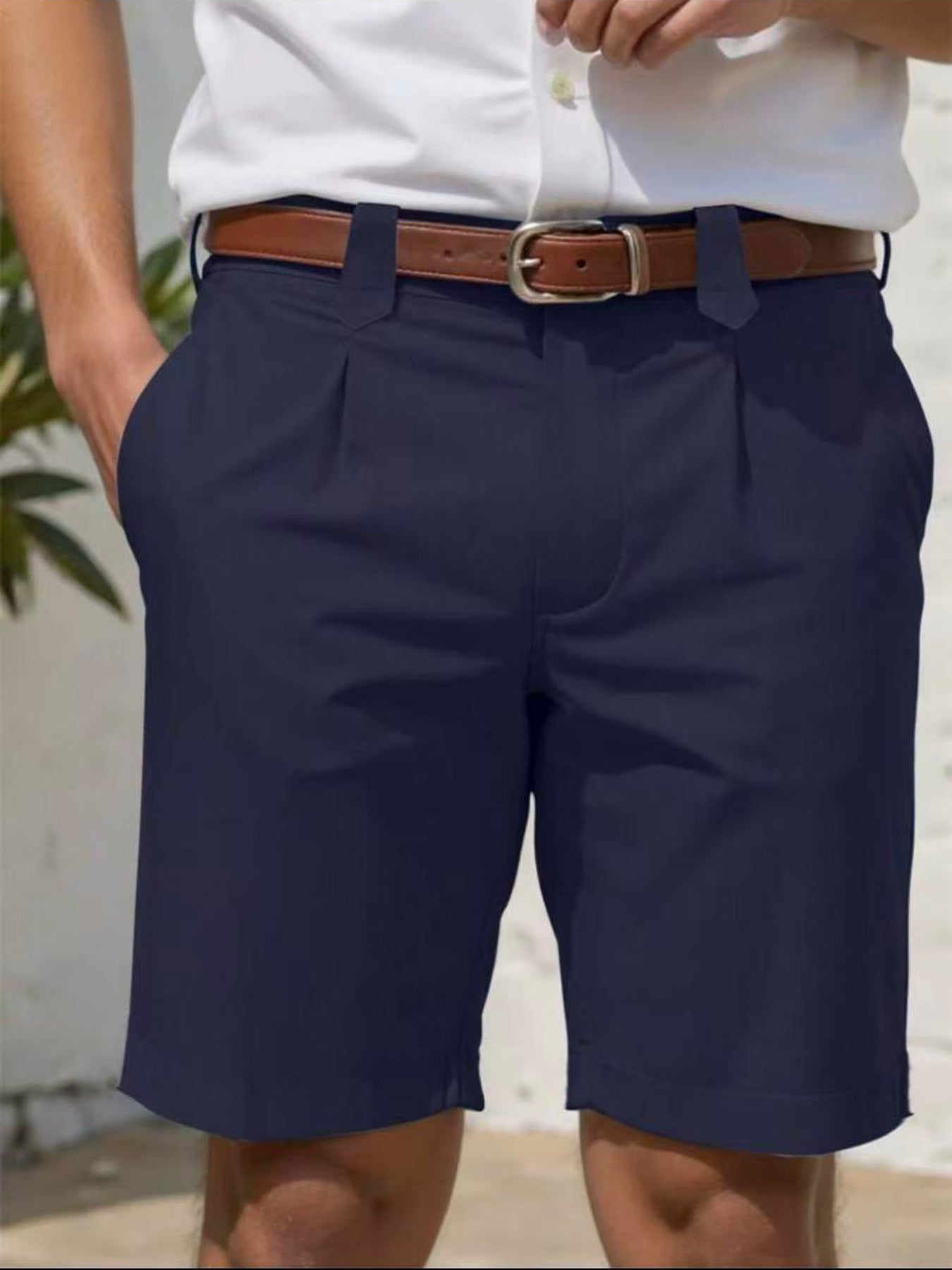 Business-Casual Slim-Fit Straight-Leg Shorts For Men