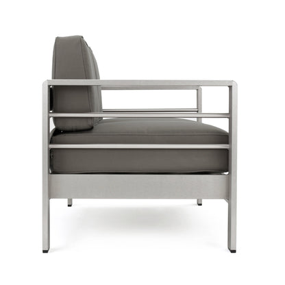 Outdoor Loveseat Aluminum Khaki Water-Resistant Cushion 56.75x27.5 In 600 LB
