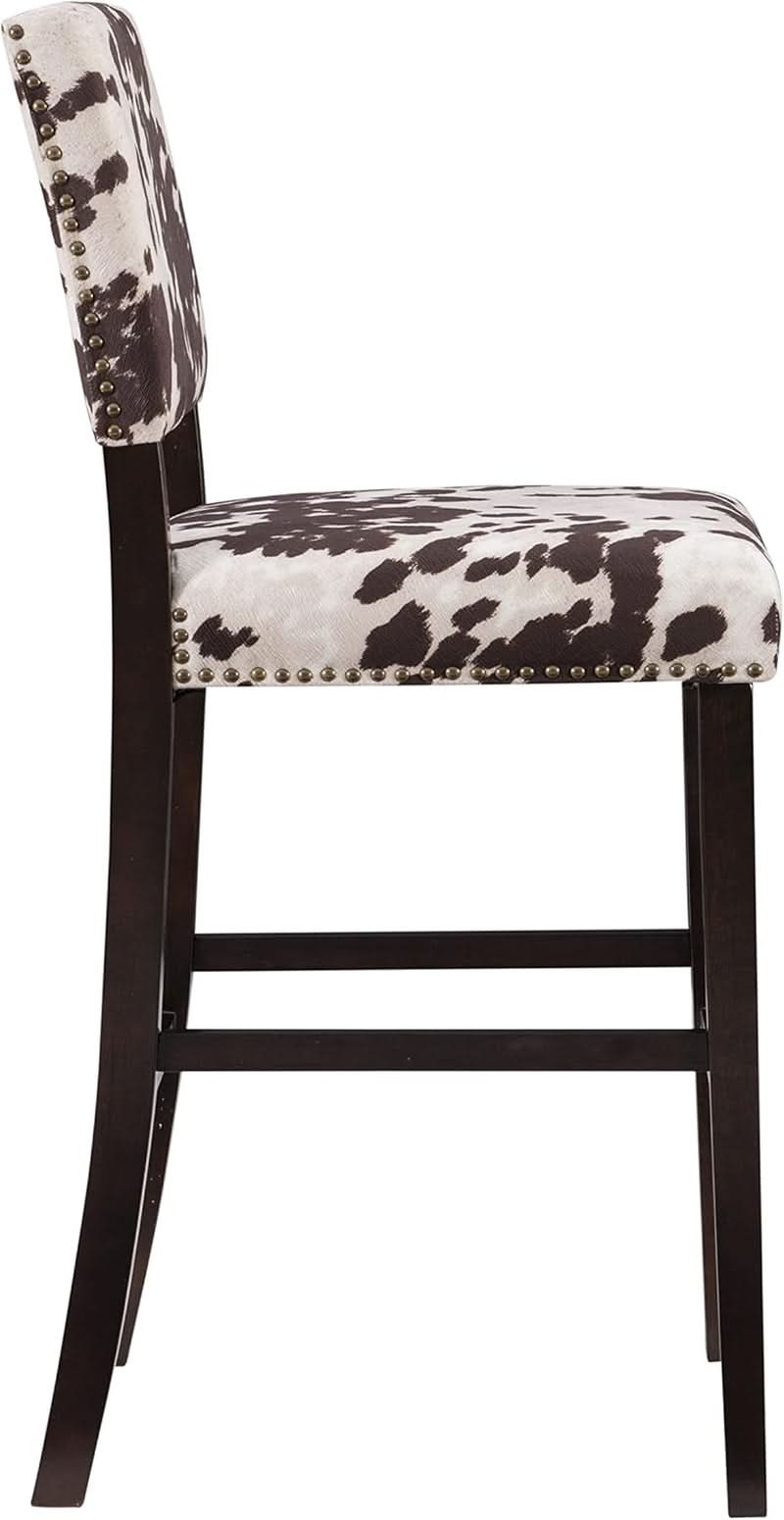 Stylish Cowhide Print Bar Stool with Comfortable Padded Seat