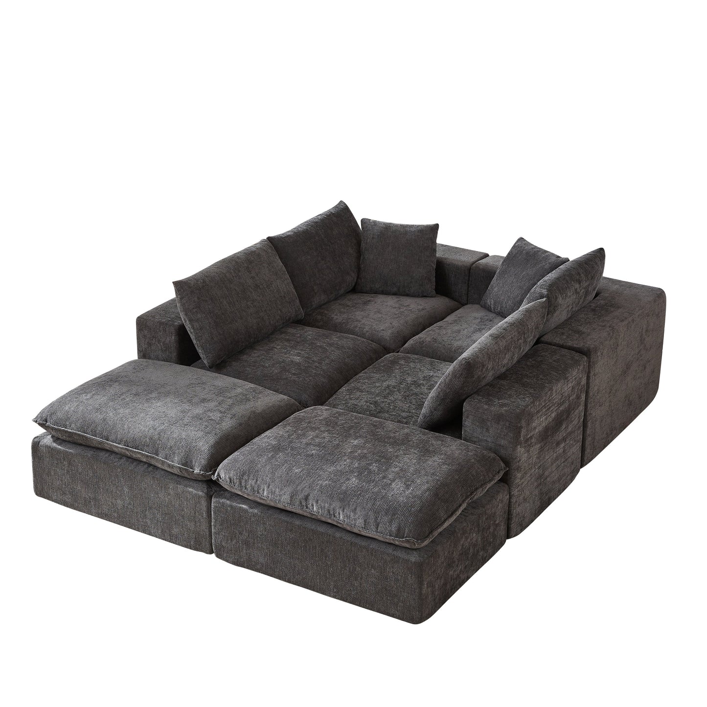 Sectional Sofa Cloud Modular Chenille Dark Gray 6 Seat