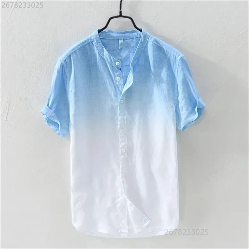 Breathable Comfortable Resort-style Ombre Short-sleeve Shirt