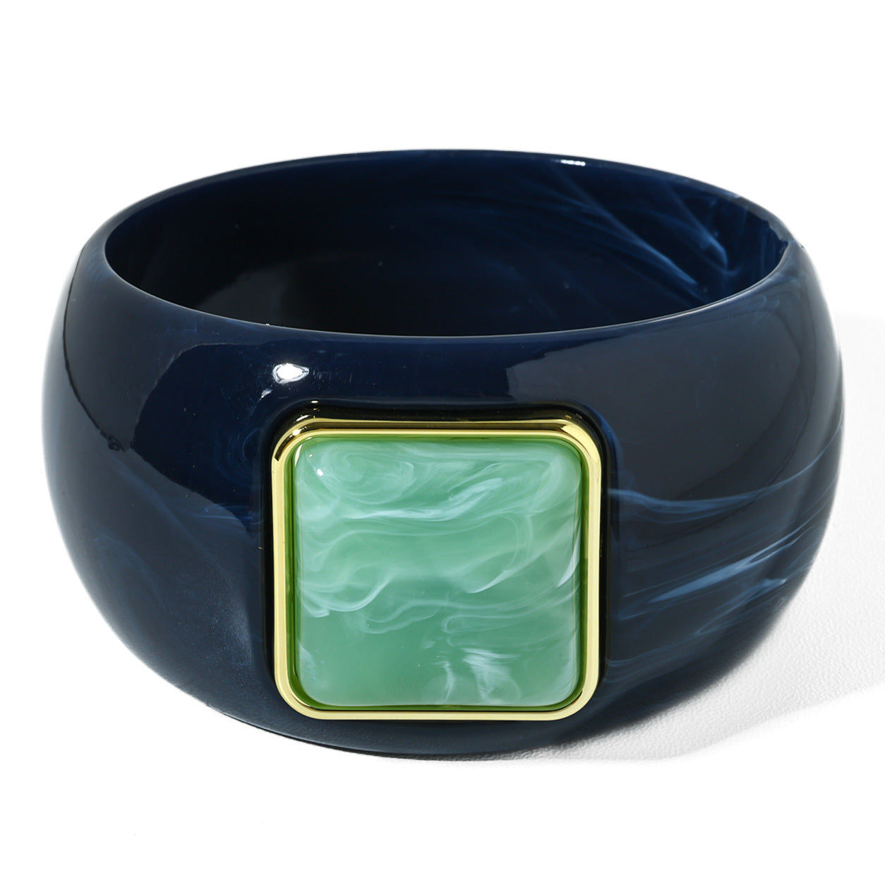 Retro Ombre Gold-Edged Square Resin Bracelet