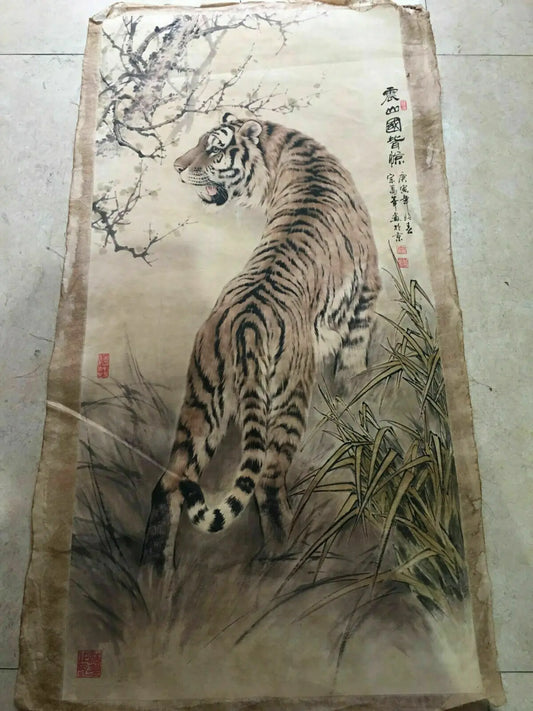 Chinese Tiger Mountain Kingdom Scroll – Traditional Wall Hanging