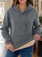 Drawstring Long Sleeve Hoodie with Kangaroo Pocket