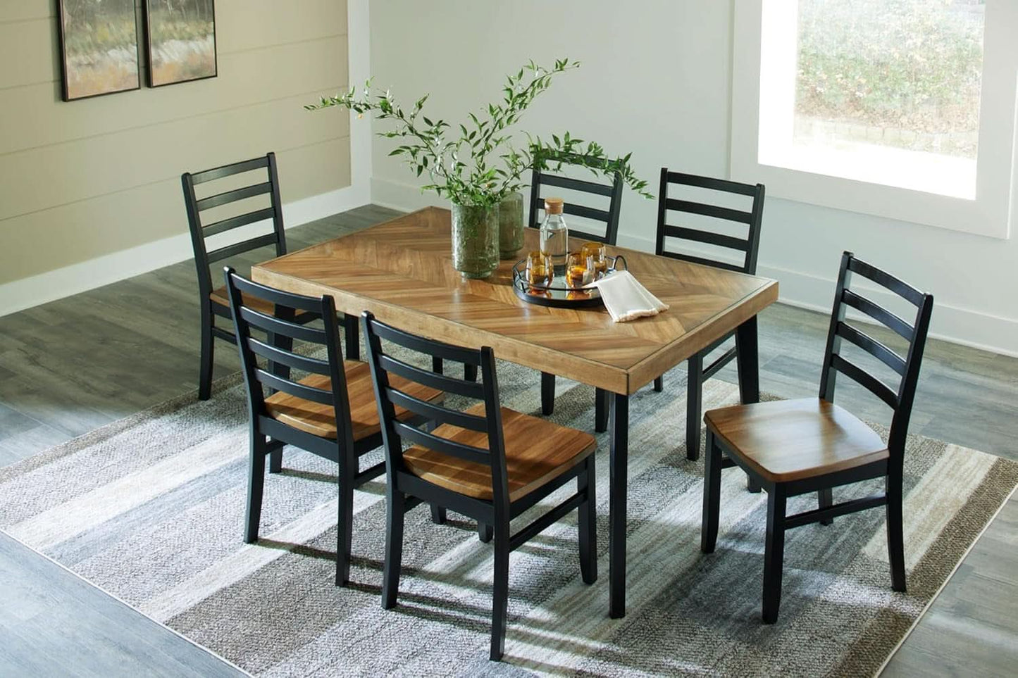 Blondon 60 Inch Solid Wood Dining Set Brown Finish Durable Construction