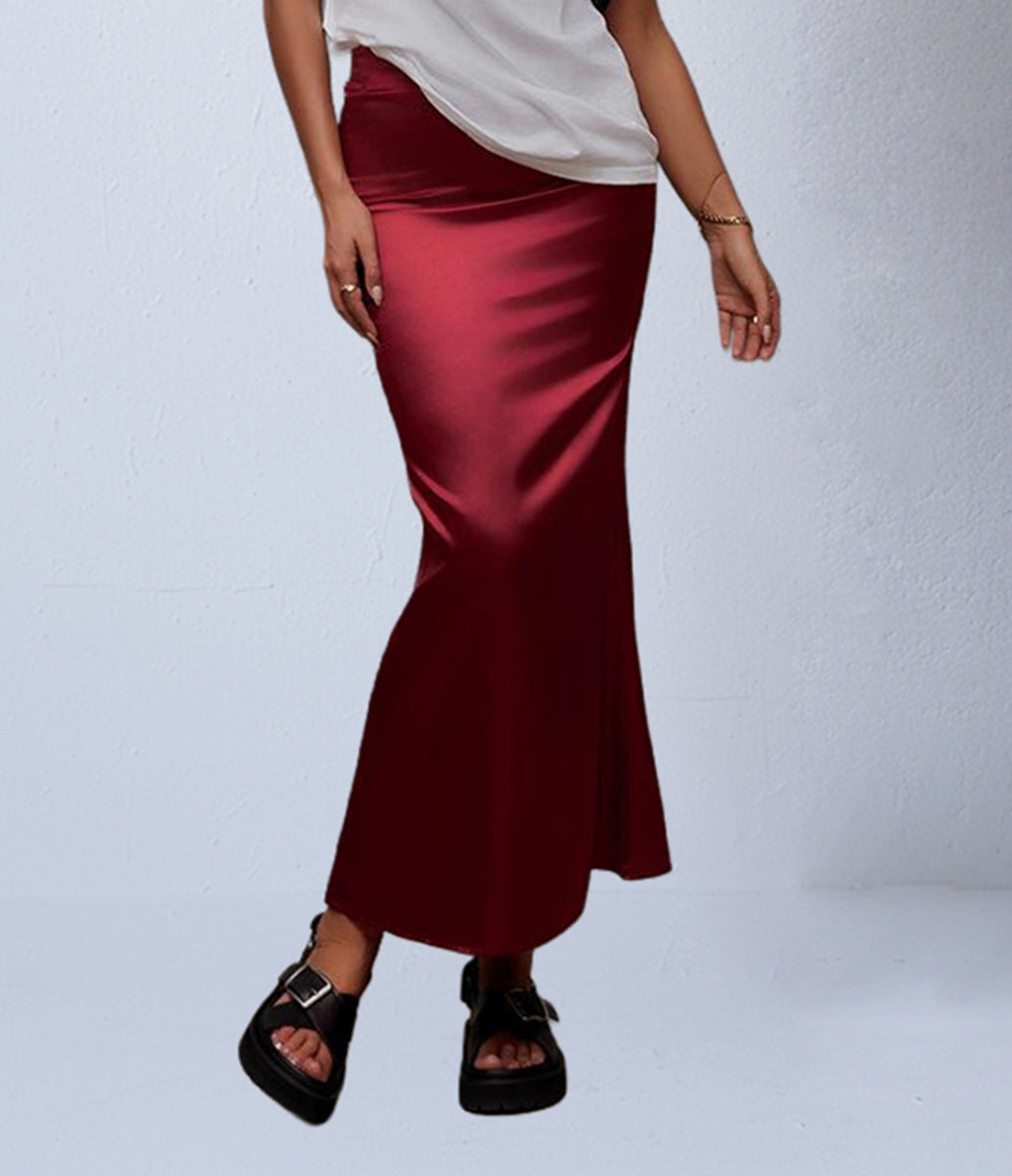 Autumn New Satin Mermaid Bodycon Skirt For Women