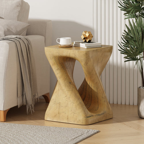 MGO Twisted Side Table Wood-Look Texture