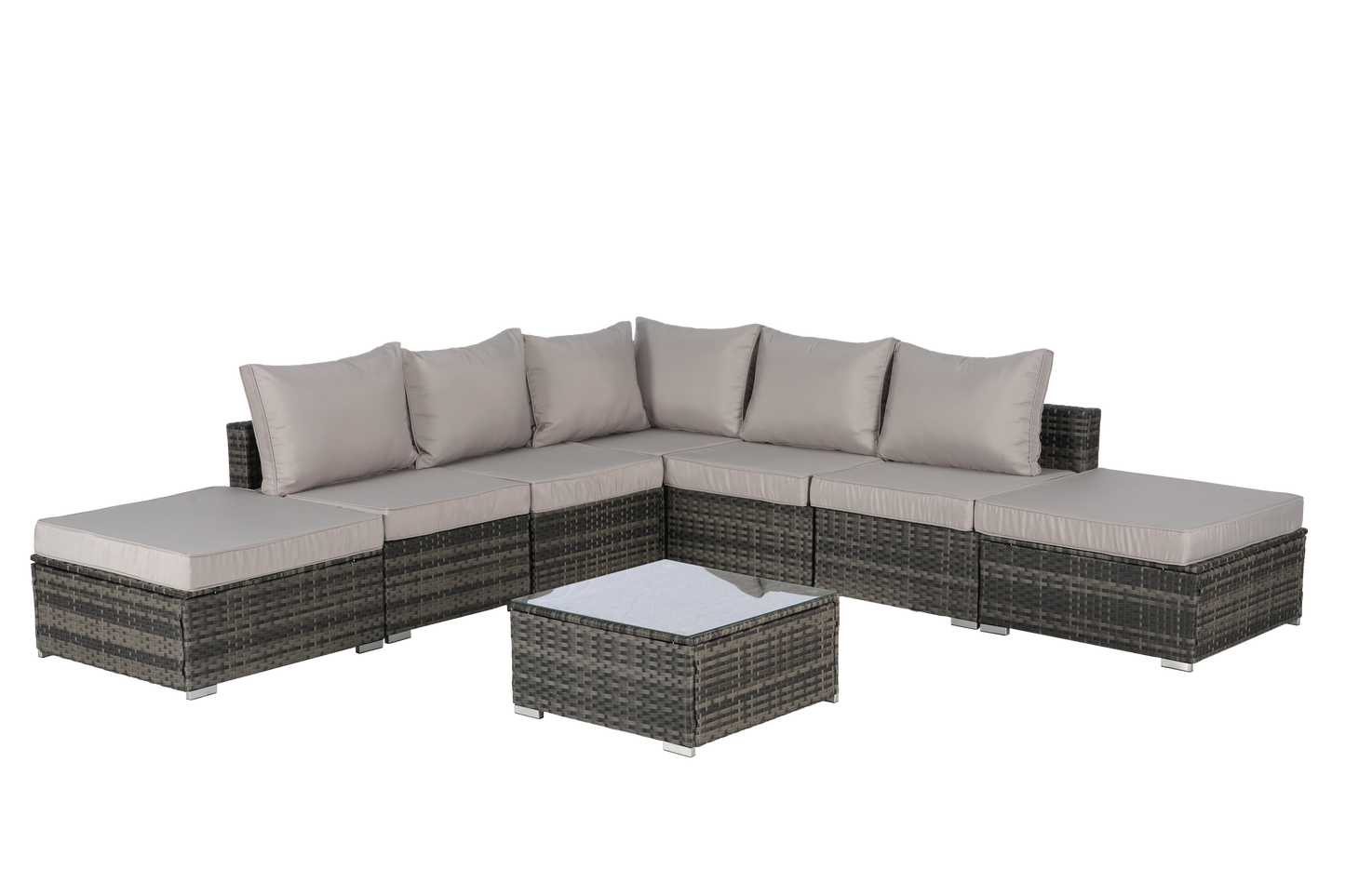 Outdoor Sectional Set PE Rattan 8 Piece Light Gray