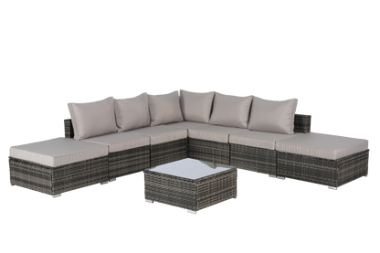Outdoor Sectional Set PE Rattan 8 Piece Light Gray