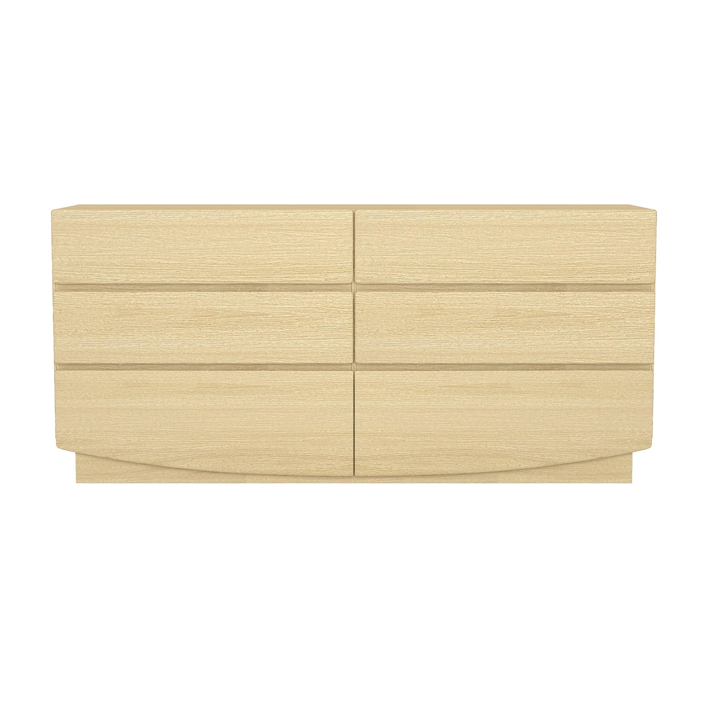 Dresser Minimalist 6-Drawer Oak MDF Handleless Wood Grain 72x20 In