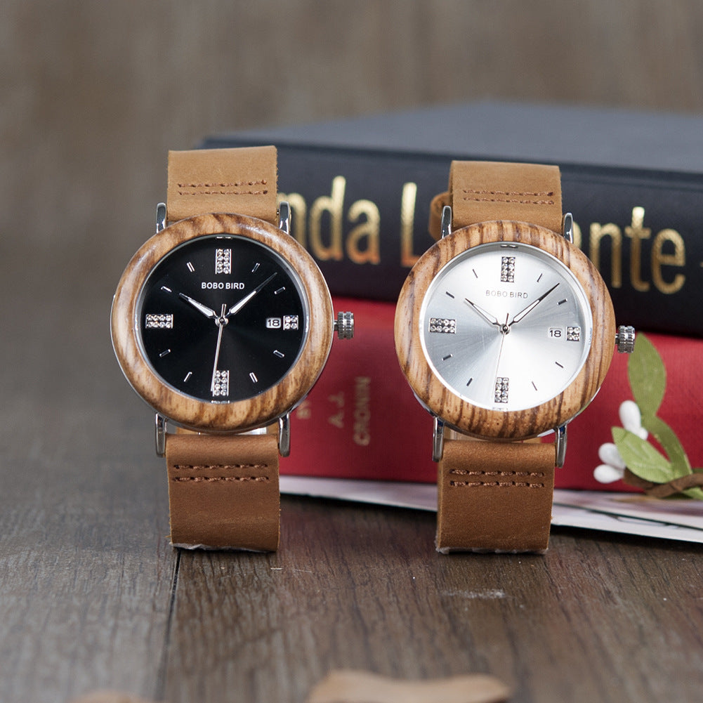 Mens And Womens Minimalist Casual Retro Wooden Watch