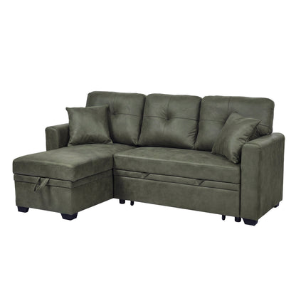 Sectional Sofa L-Shape Olive Green Sleeper 71