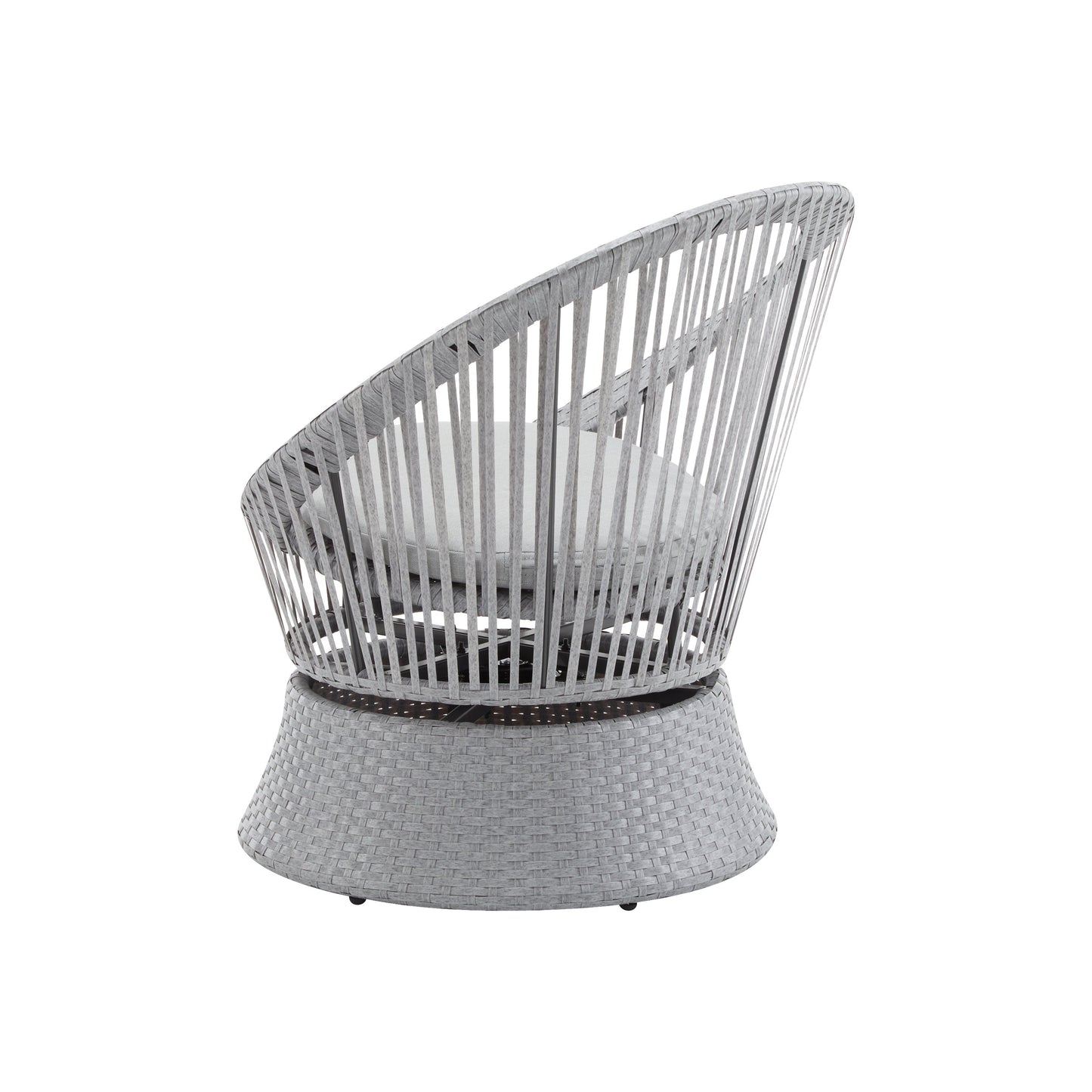 Modern Silver Grey Swivel Wicker Lounge Chair Set with PE Rattan and Iron
