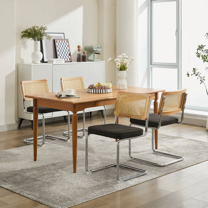 Mid Century Modern Dining Chairs Set of 2, Velvet Accent Chairs with Natural