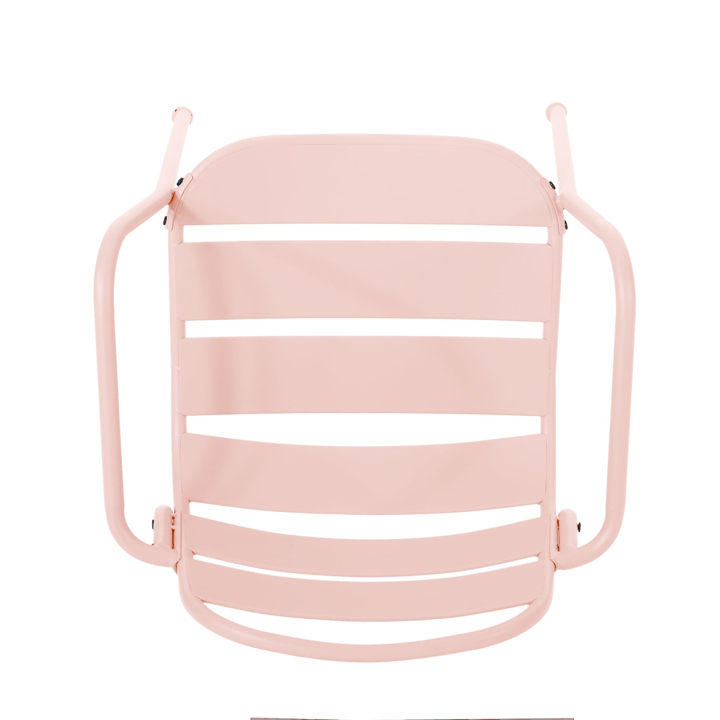 Outdoor Bistro Set 3 Piece Iron Matte Pink Slat Chairs
