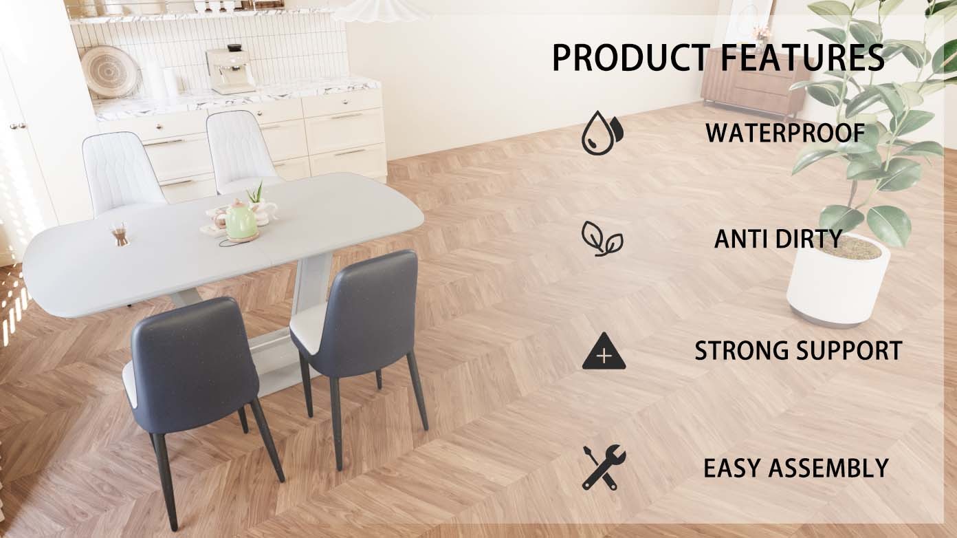 62.99-78.74' expandable dining table set for 2-8 people, equipped with 4 PU