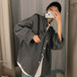 Loose Plus Size Mid-length Long-sleeved Student Plaid Shirt Female Jacket