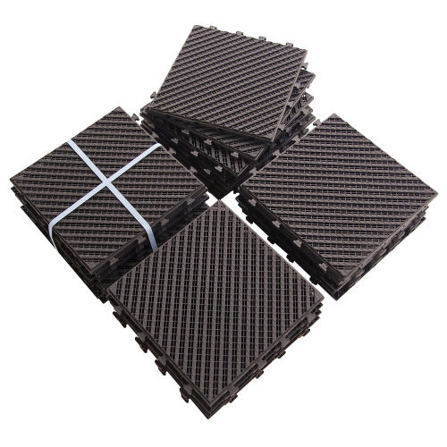 Outdoor Interlocking Deck Tiles Composite Plastic Dark Brown 12x12