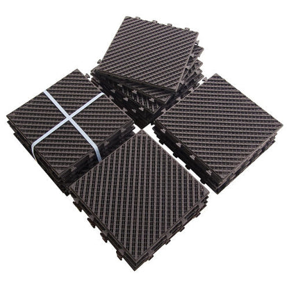 Outdoor Interlocking Deck Tiles Composite Plastic Dark Brown 12x12