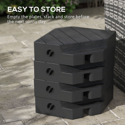 Patio Umbrella Base Cantilever Fillable HDPE 4 Piece 176 LB Wood Grain