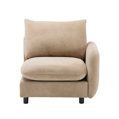 Sectional Sofa Modular Velvet Camel 5 Seat 99 In Eucalyptus Frame