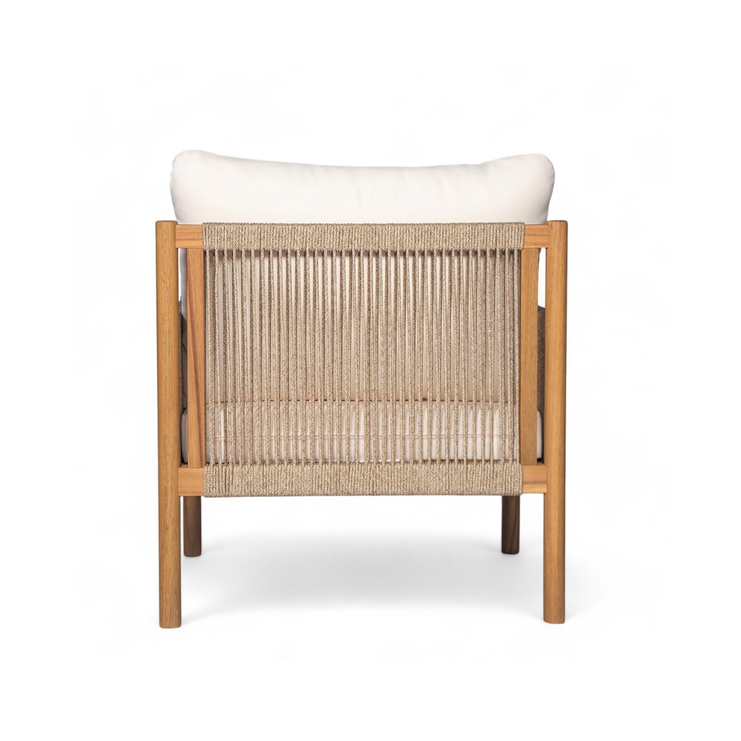 Outdoor Lounge Chair Solid Wood Teak Woven Polyester Cushion Set of 2