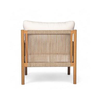 Outdoor Lounge Chair Solid Wood Teak Woven Polyester Cushion Set of 2