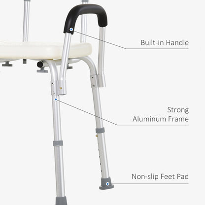 Shower Chair Adjustable Aluminum Removable Armrests Lightweight Portable 7 LB