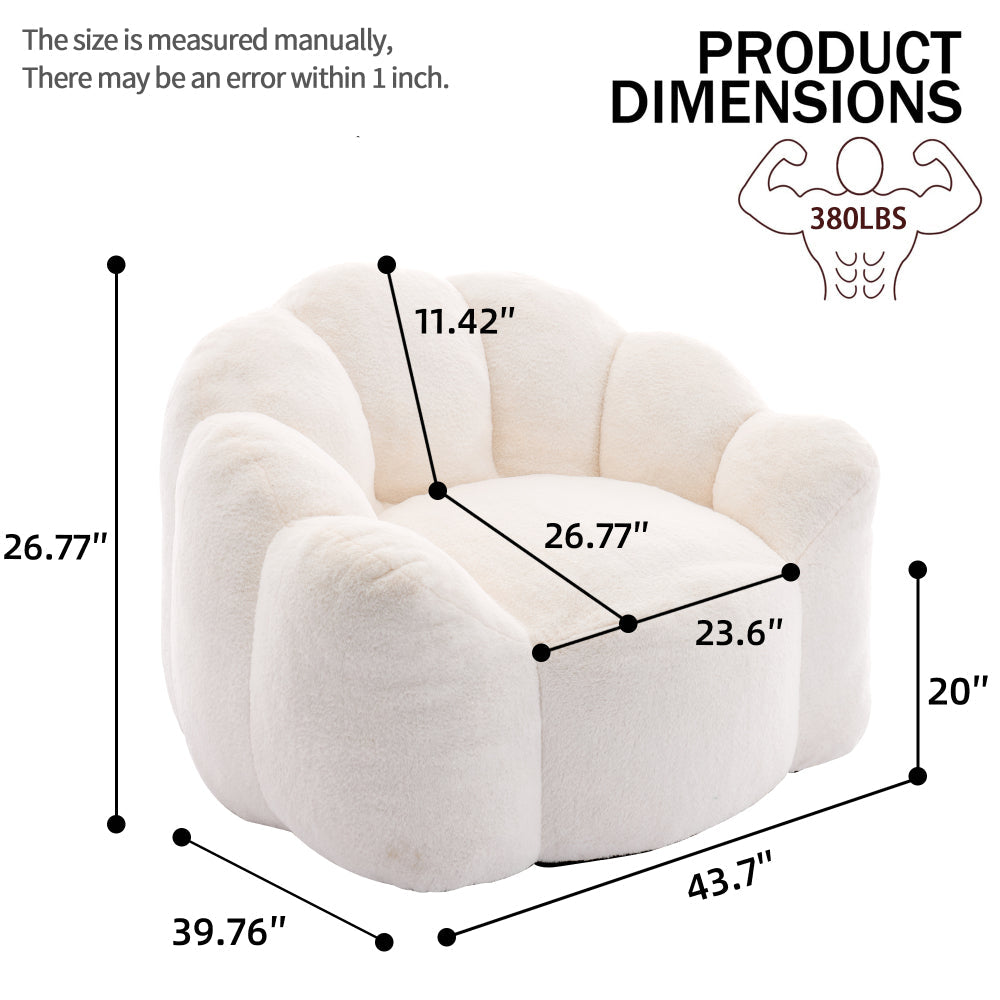 Lotus Bean Bag Sofa Chair | No-Assembly Memory Foam Lounger with Pull Ring & Anti-Fouling Fabric — 6 Colors