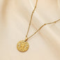Stainless Steel Round Twelve Constellation Coin Relief Necklace
