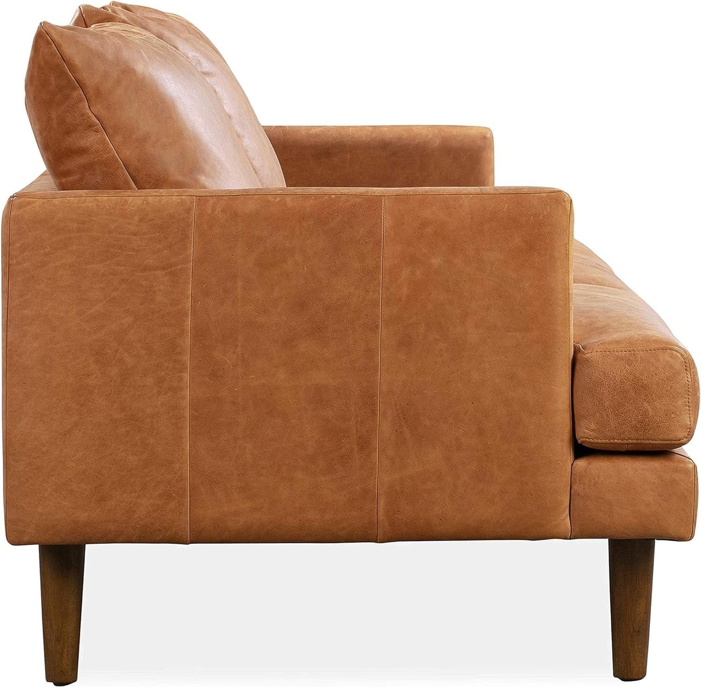 Girona 88 Inch Leather Sofa Cognac Tan With Tufted Back