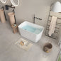 49in Acrylic Freestanding Soaking Bathtub, Square Japanese Sit-In, Chrome Drain